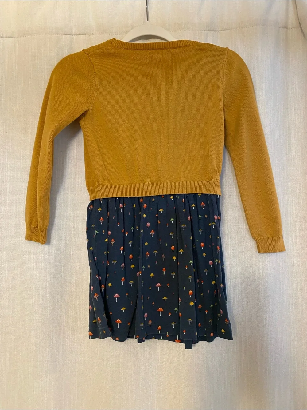 Gymboree Mustard Knit Top with Navy Floral Skirt Dress